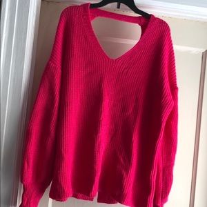Bright Pink Sweater - Open Back